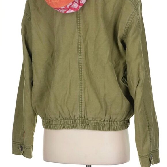 Free People We The Free Military Twill Jacket Olive Green with Quilted Hood S - Picture 10 of 11